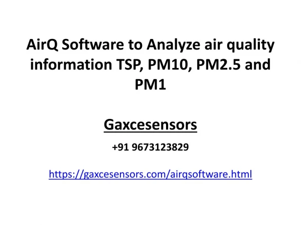 AirQ Software to Analyze air quality information TSP