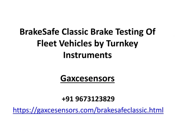 BrakeSafe Classic Brake Testing Of Fleet Vehicles