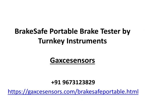 BrakeSafe Portable Brake Tester