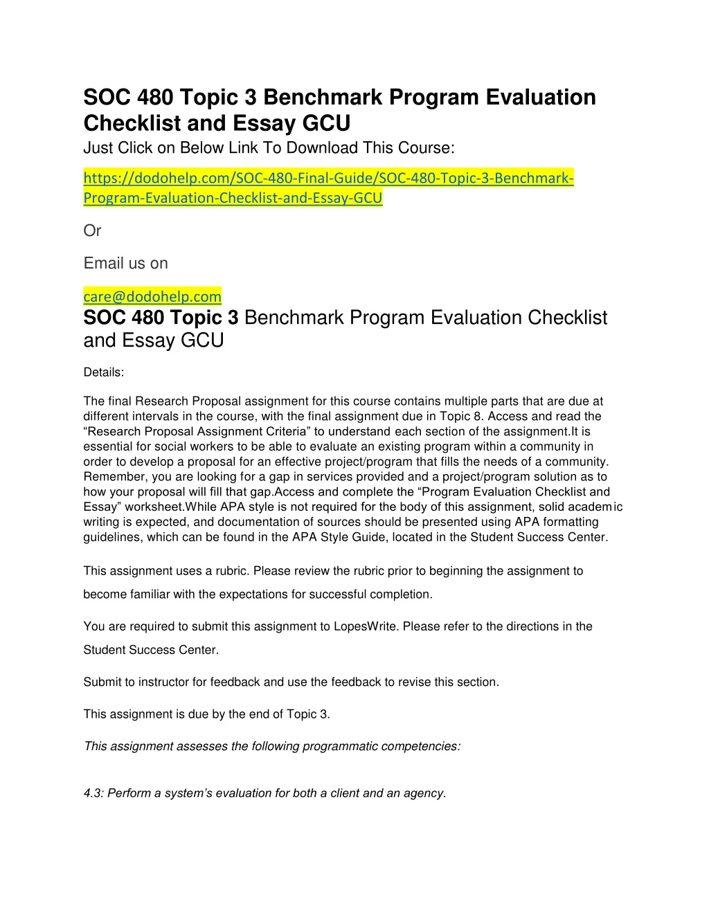 soc 480 topic 3 benchmark program evaluation