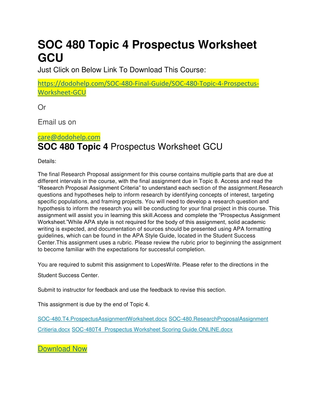 soc 480 topic 4 prospectus worksheet gcu just