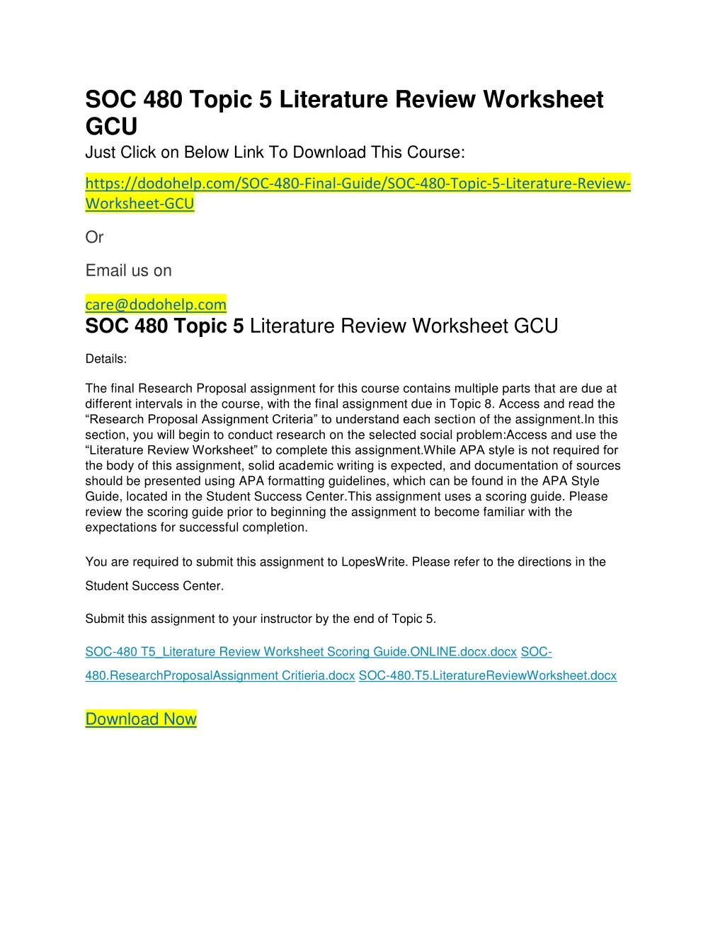 soc 480 topic 5 literature review worksheet