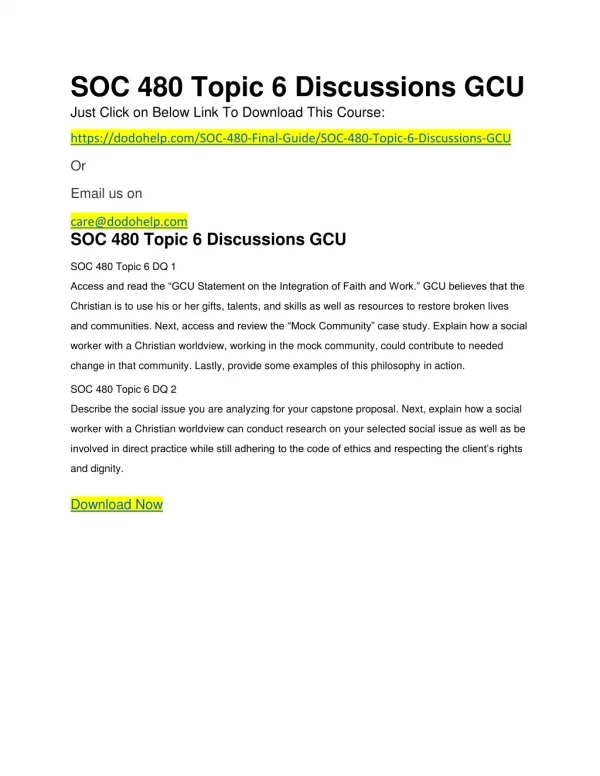 SOC 480 Topic 6 Discussions GCU
