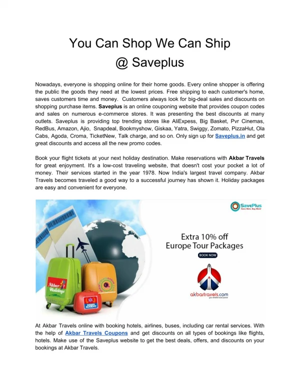 you can shop we can ship @ saveplus