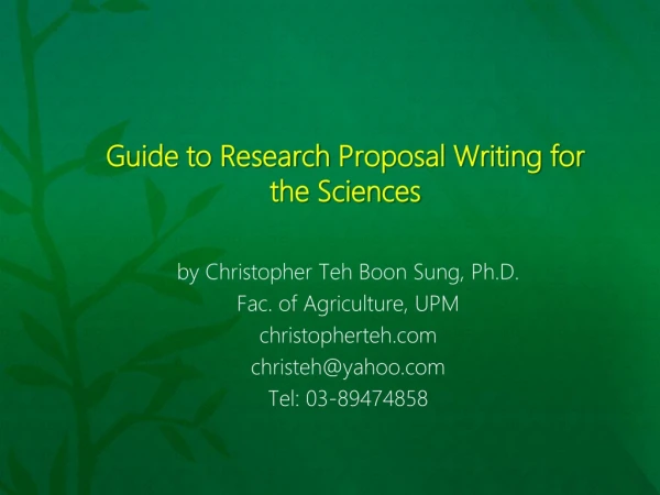 Guide to Research Proposal Writing for the Sciences