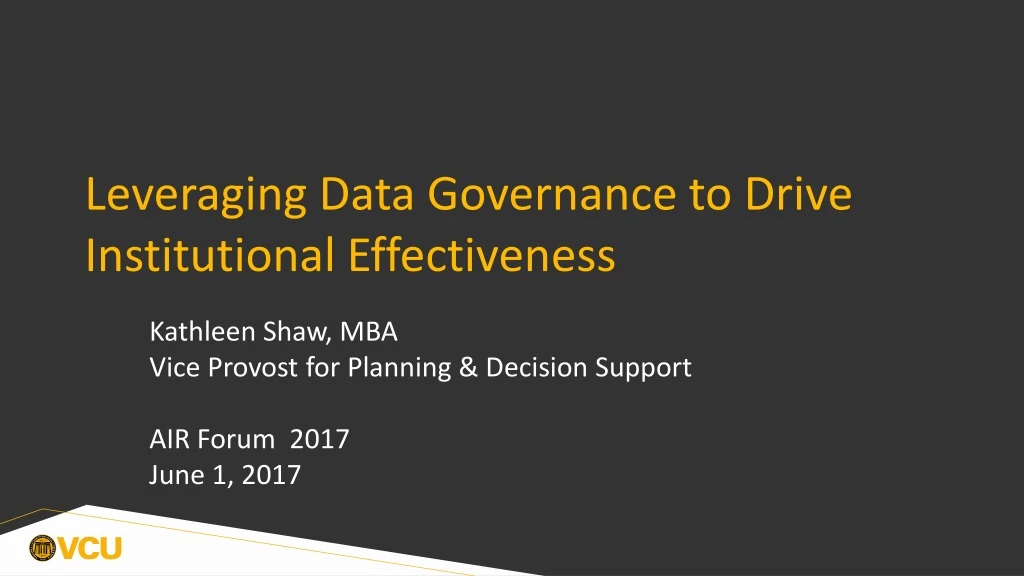 leveraging data governance to drive institutional effectiveness