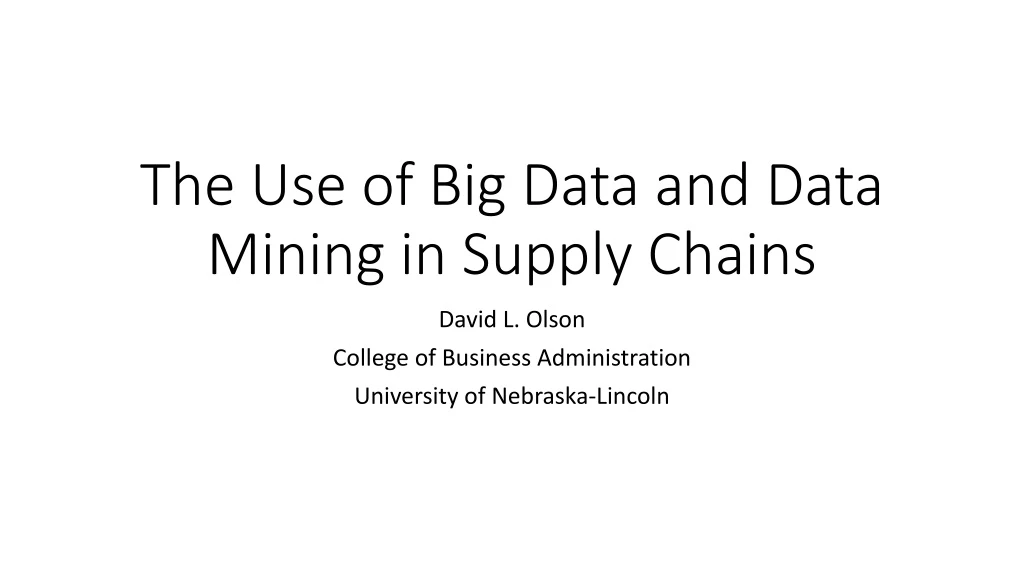 the use of big data and data mining in supply chains