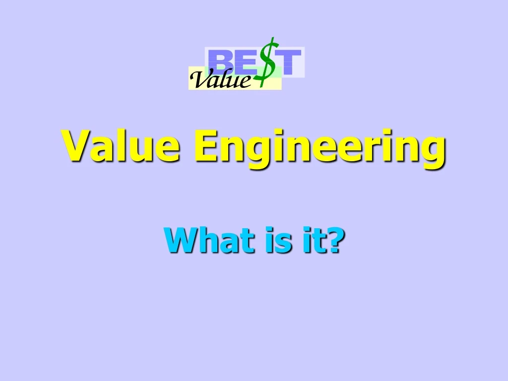 value engineering