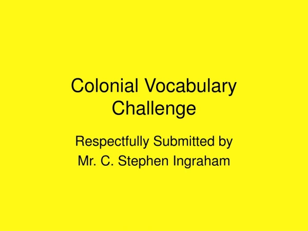 Colonial Vocabulary Challenge