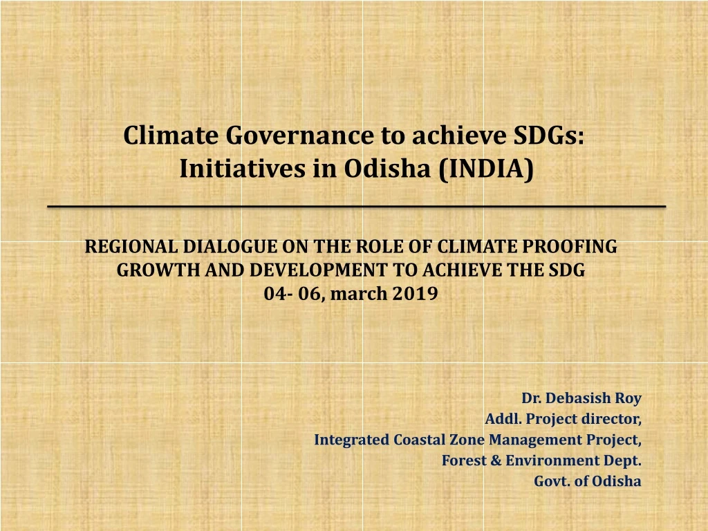 climate governance to achieve sdgs initiatives in odisha india