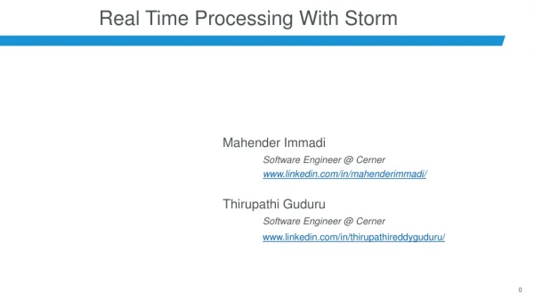 Real Time Processing With Storm