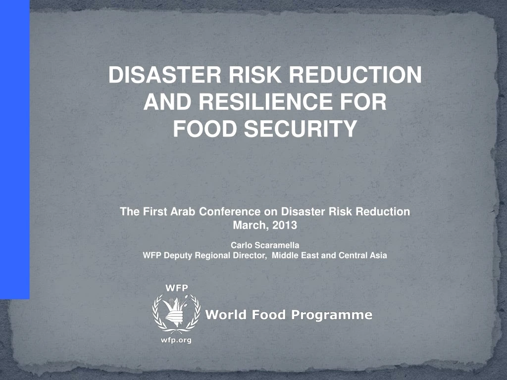 disaster risk reduction and resilience for food