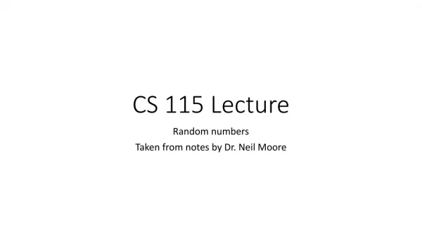 CS 115 Lecture