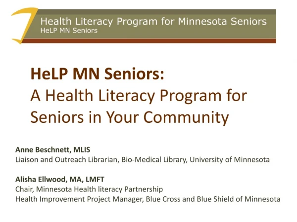 HeLP MN Seniors: A Health Literacy Program for Seniors in Your Community