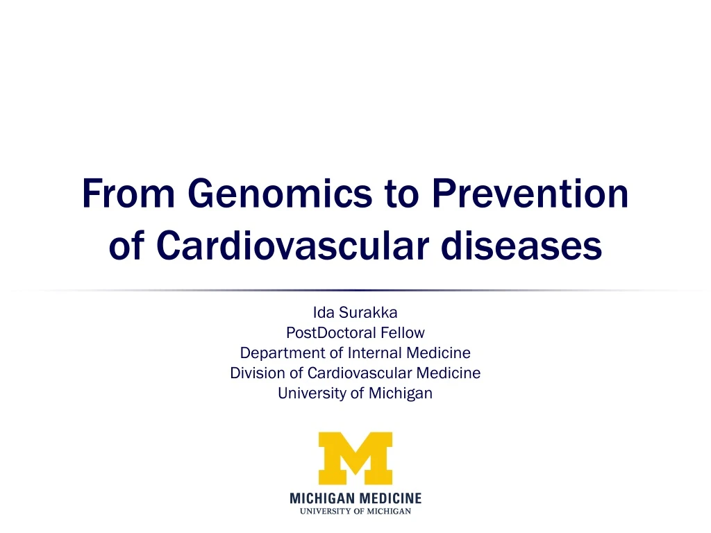 from genomics to prevention of cardiovascular diseases
