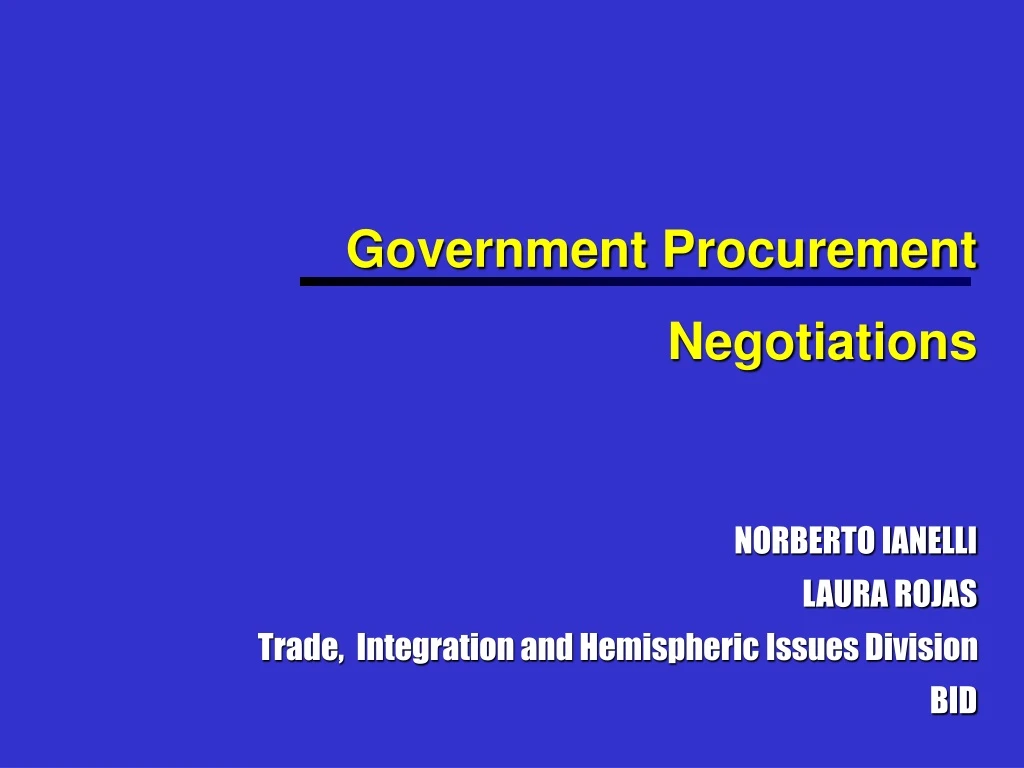 government procurement negotiations