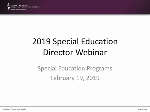 2019 Special Education Director Webinar