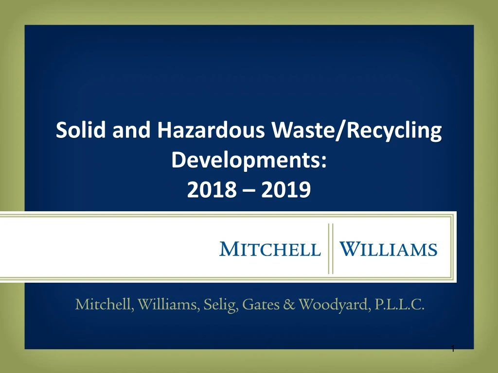 solid and hazardous waste recycling developments 2018 2019