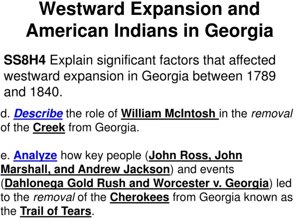 Westward Expansion and American Indians in Georgia