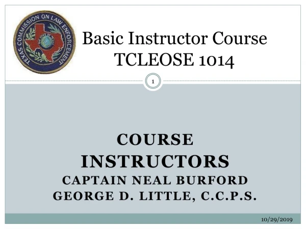 Basic Instructor Course TCLEOSE 1014