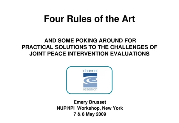 Emery Brusset NUPI/IPI Workshop, New York 7 &amp; 8 May 2009