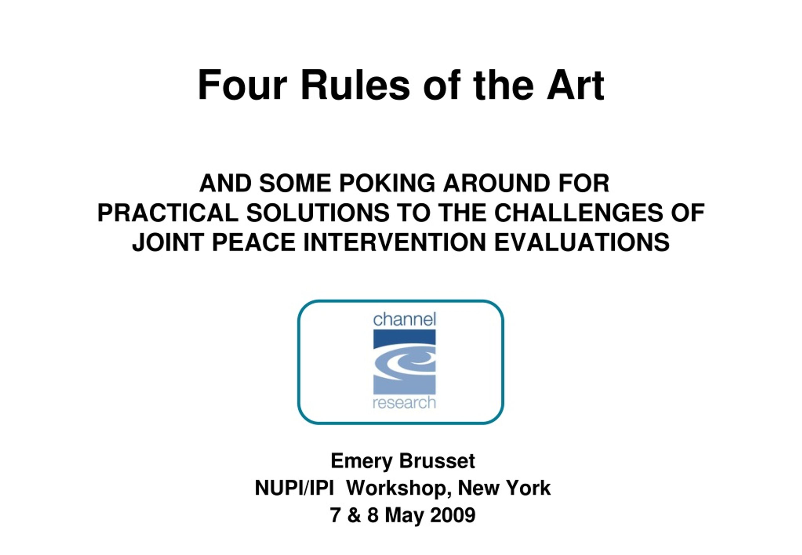 Challenges of Joint Peace Intervention Evaluations: Practical Solutions - slide 1