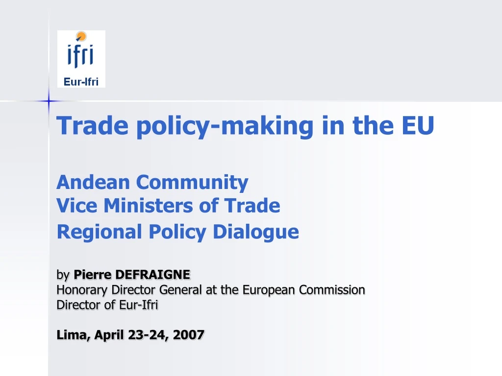 trade policy making in the eu andean community