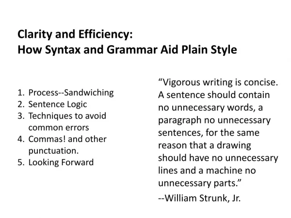 Clarity and Efficiency: How Syntax and Grammar Aid Plain Style
