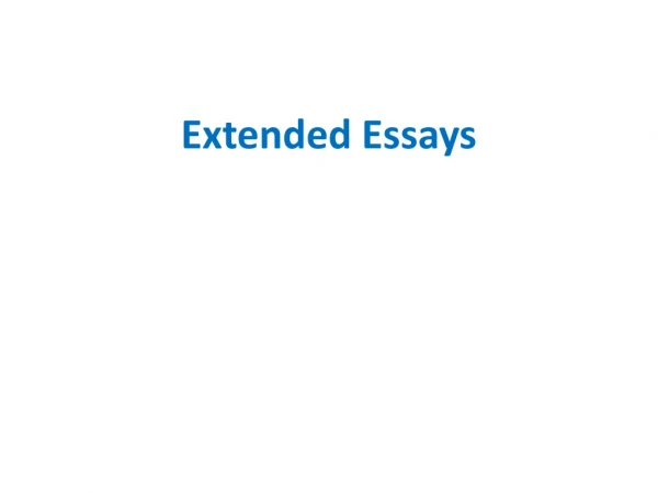 Extended Essays