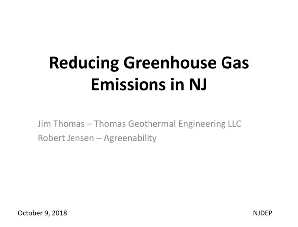 Reducing Greenhouse Gas Emissions in NJ