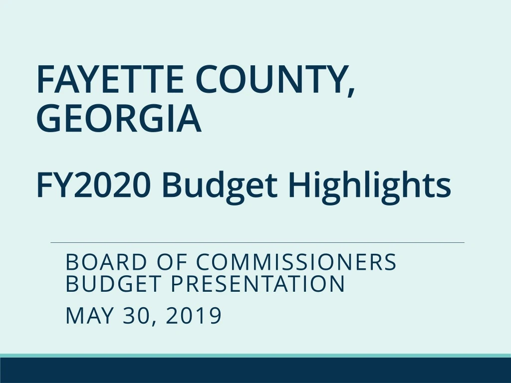 fayette county georgia fy2020 budget highlights