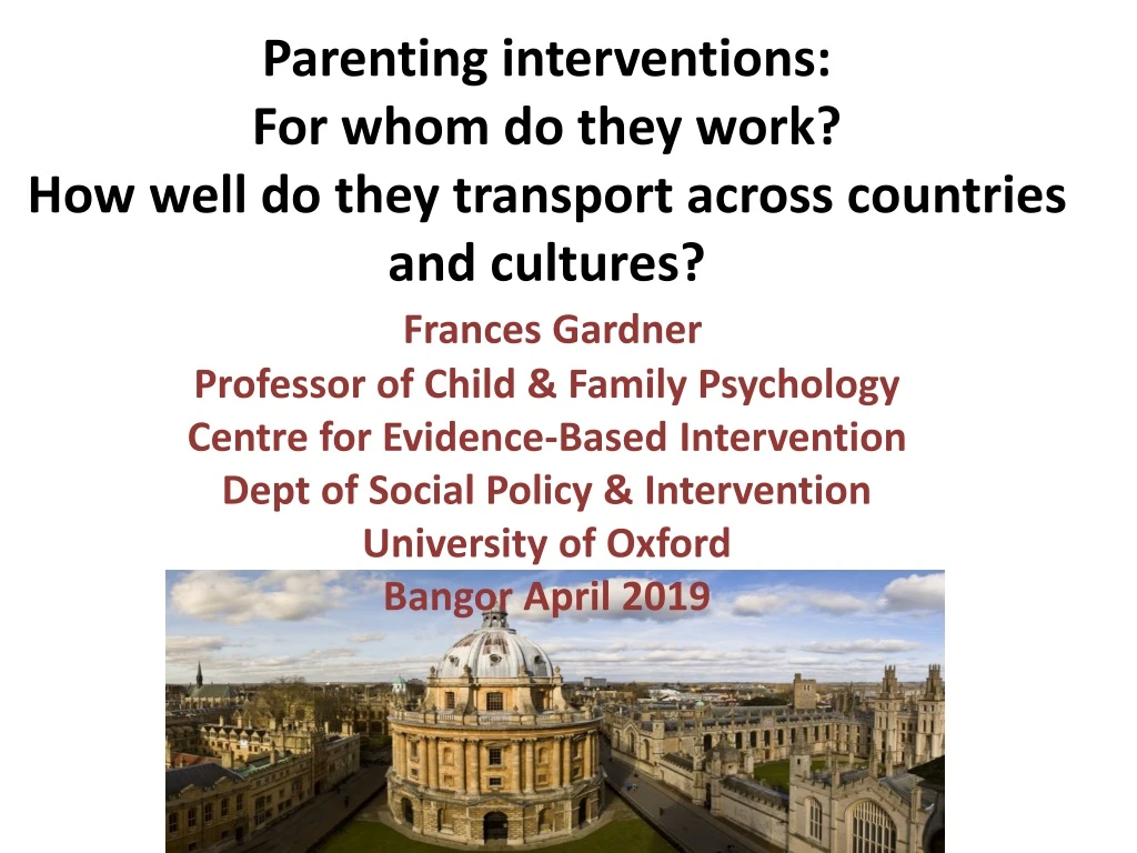 parenting interventions for whom do they work