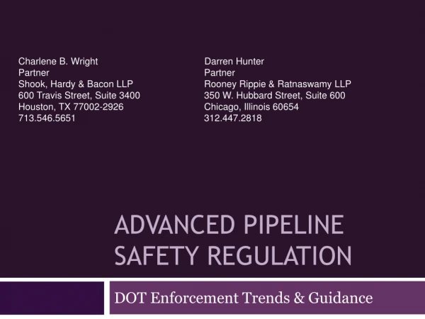 Advanced Pipeline Safety Regulation