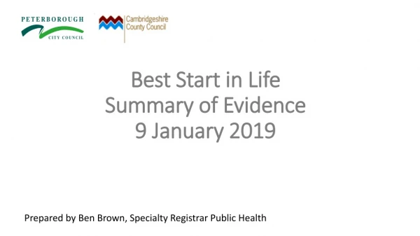 Best Start in Life Summary of Evidence 9 January 2019