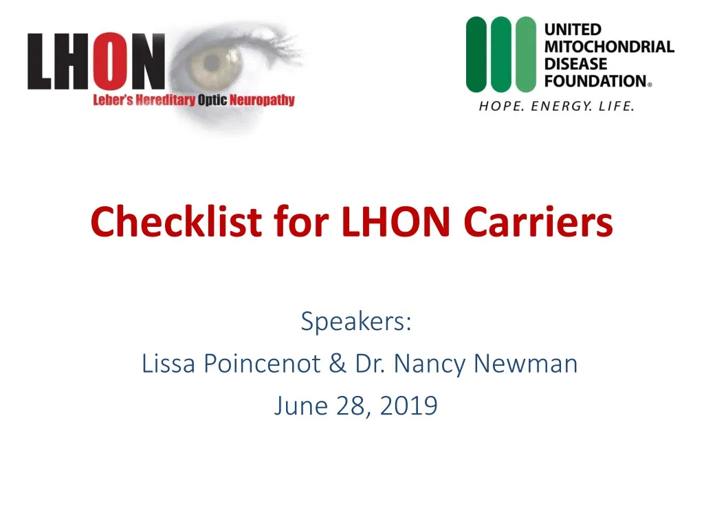 checklist for lhon carriers
