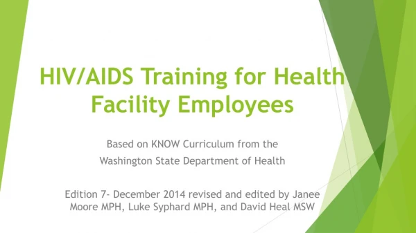 HIV/AIDS Training for Health Facility Employees