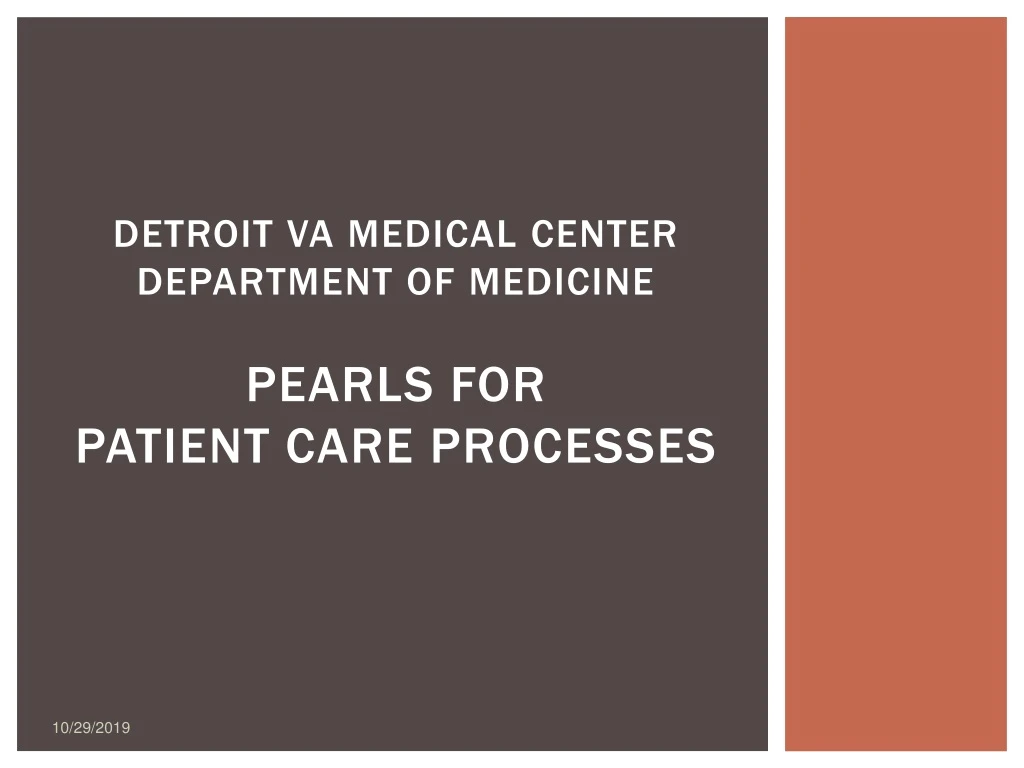 detroit va medical center department of medicine pearls for patient care processes