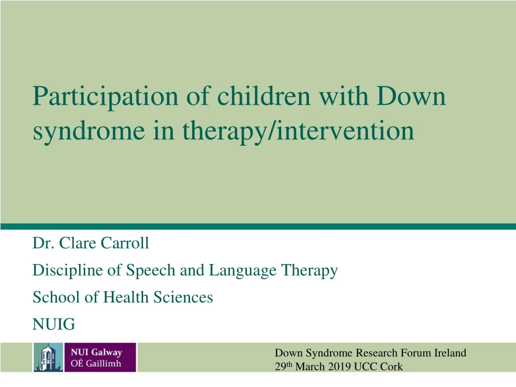 participation of children with down syndrome in therapy intervention