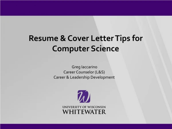 Resume &amp; Cover Letter Tips for Computer Science