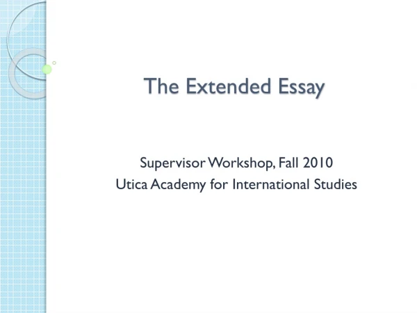 The Extended Essay