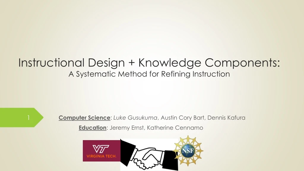 instructional design knowledge components a systematic method for refining instruction