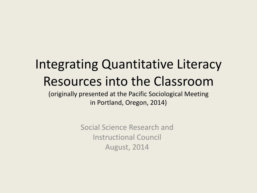 social science research and instructional council august 2014