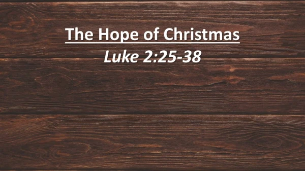 The Hope of Christmas Luke 2:25-38