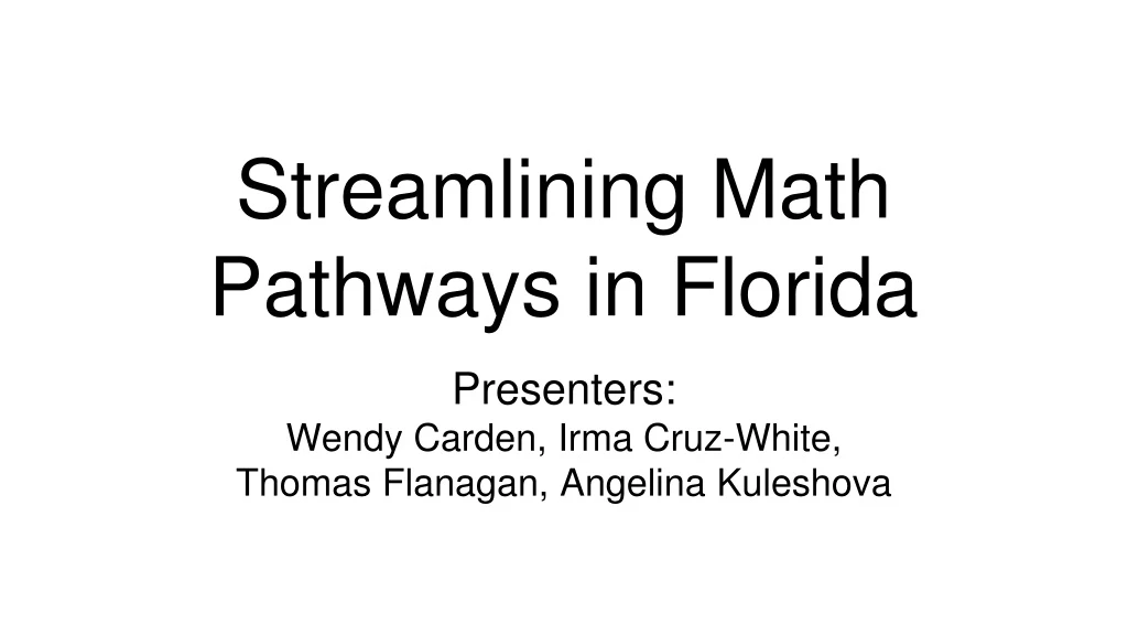 streamlining math pathways in florida