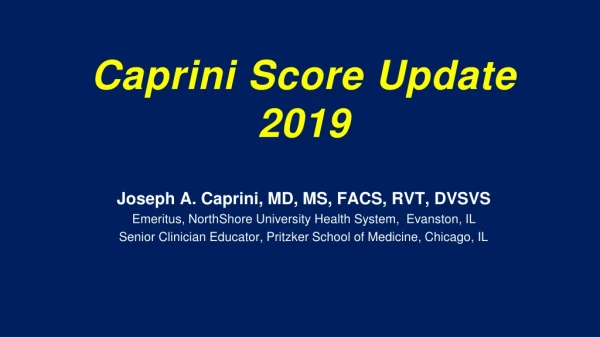 Caprini Score Update 2019