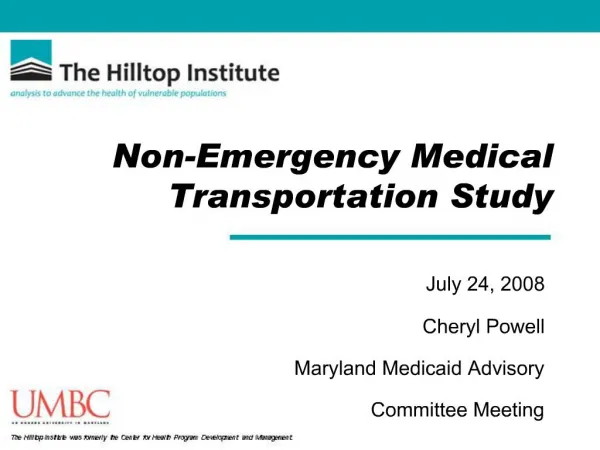 Non-Emergency Medical Transportation Study