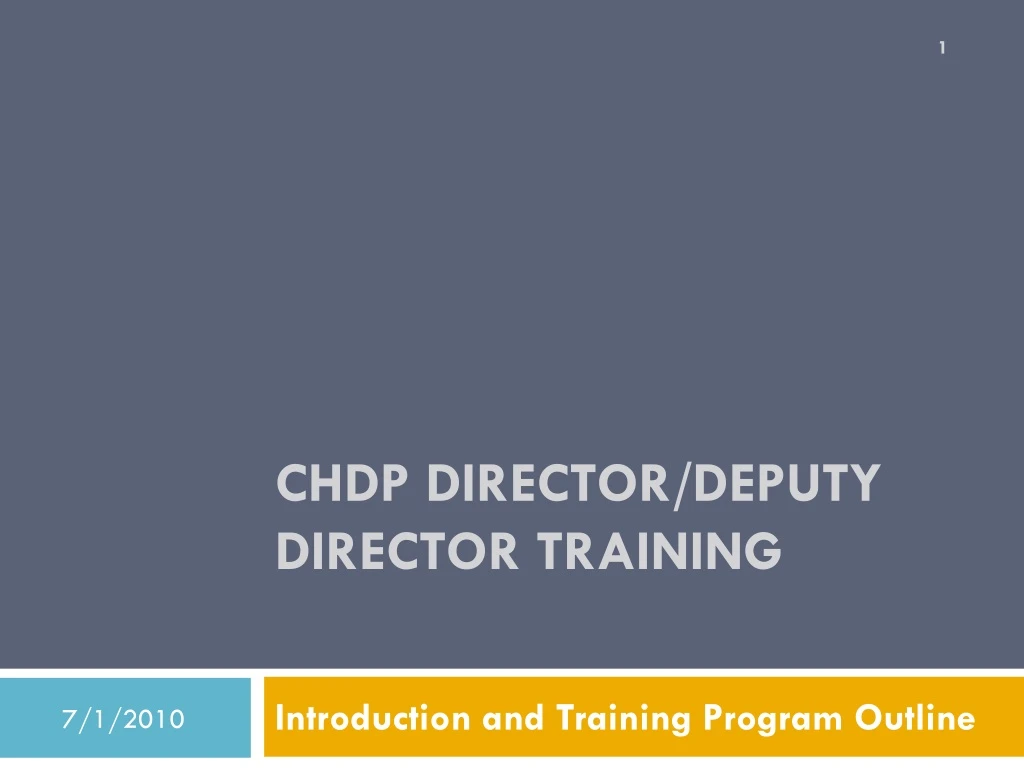 chdp director deputy director training
