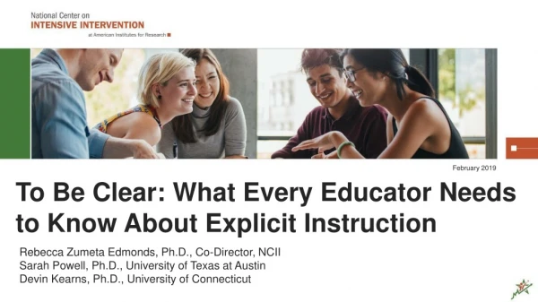 To Be Clear: What Every Educator Needs to Know About Explicit Instruction