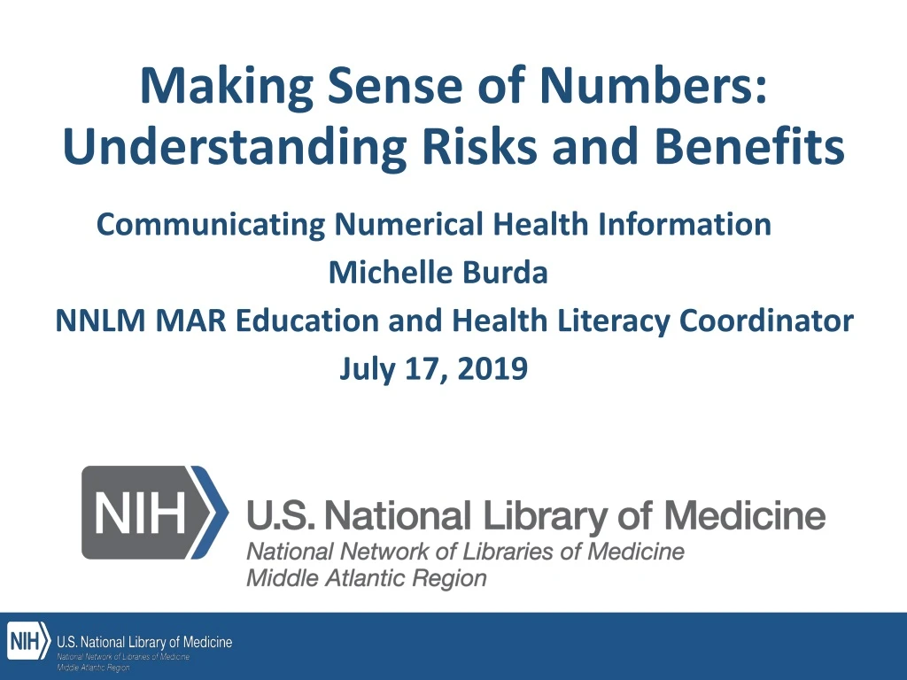 making sense of numbers understanding risks and benefits