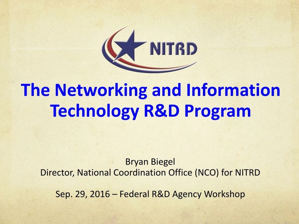 the networking and information technology r d program